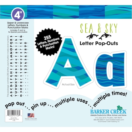 Barker Creek Sea & Sky 4" Letter Pop-Outs, 255 Characters/Set 1726